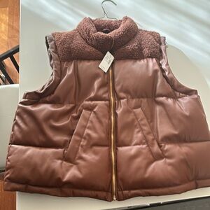 Brown faux leather vest